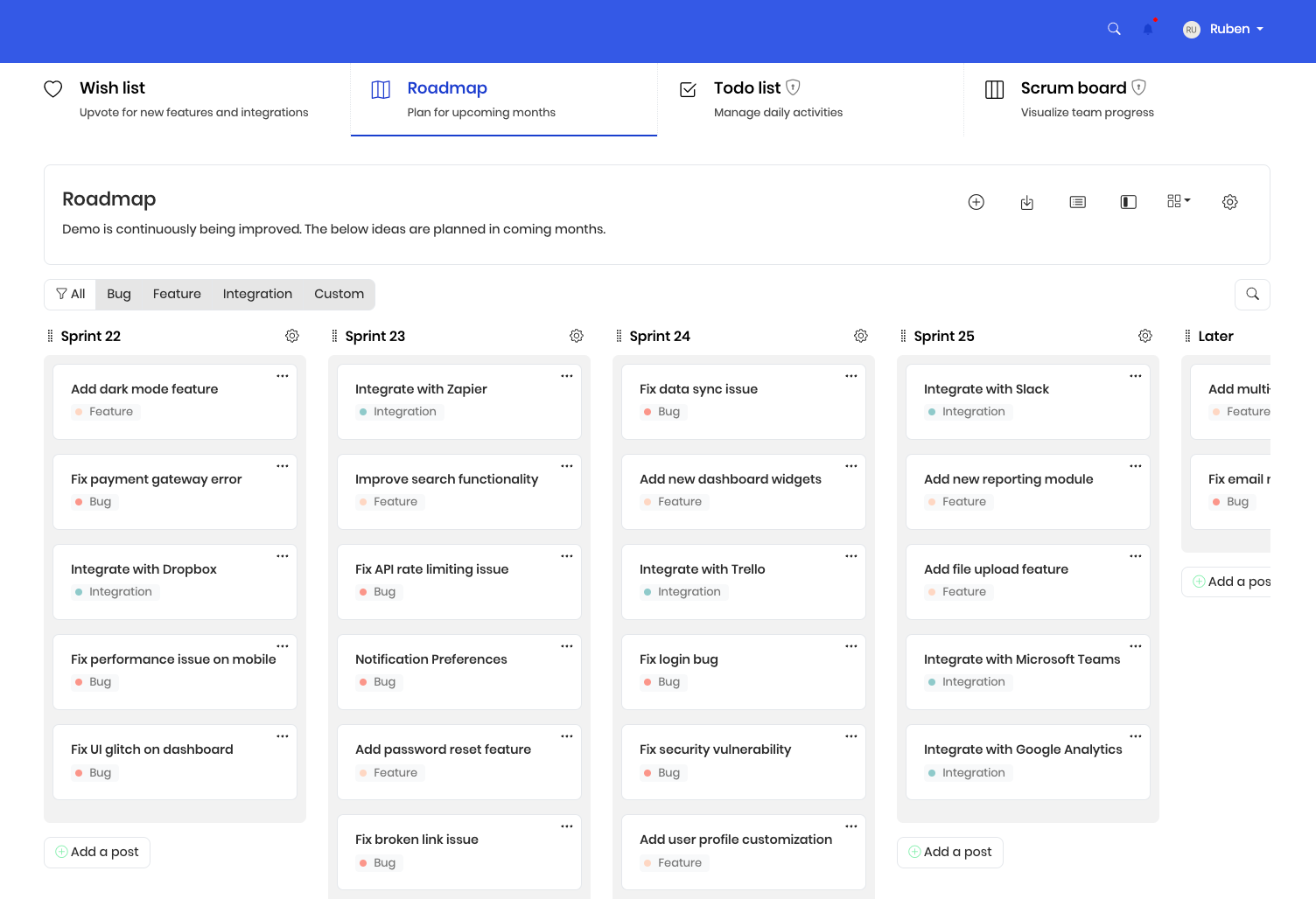 Sprint Plan Roadmap Example