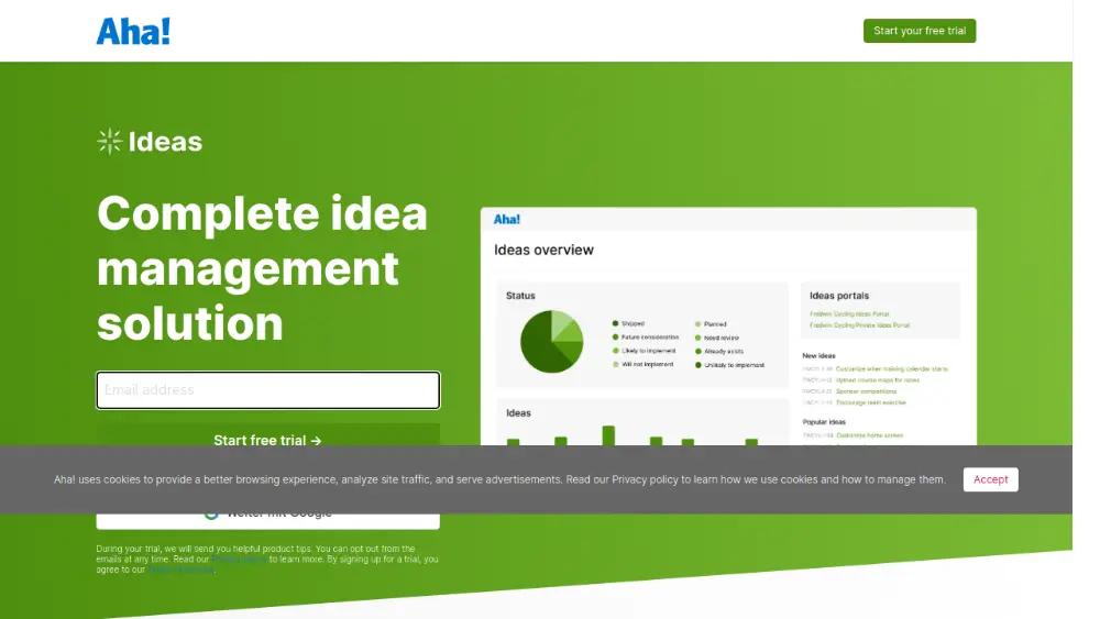 Aha! interface screenshot