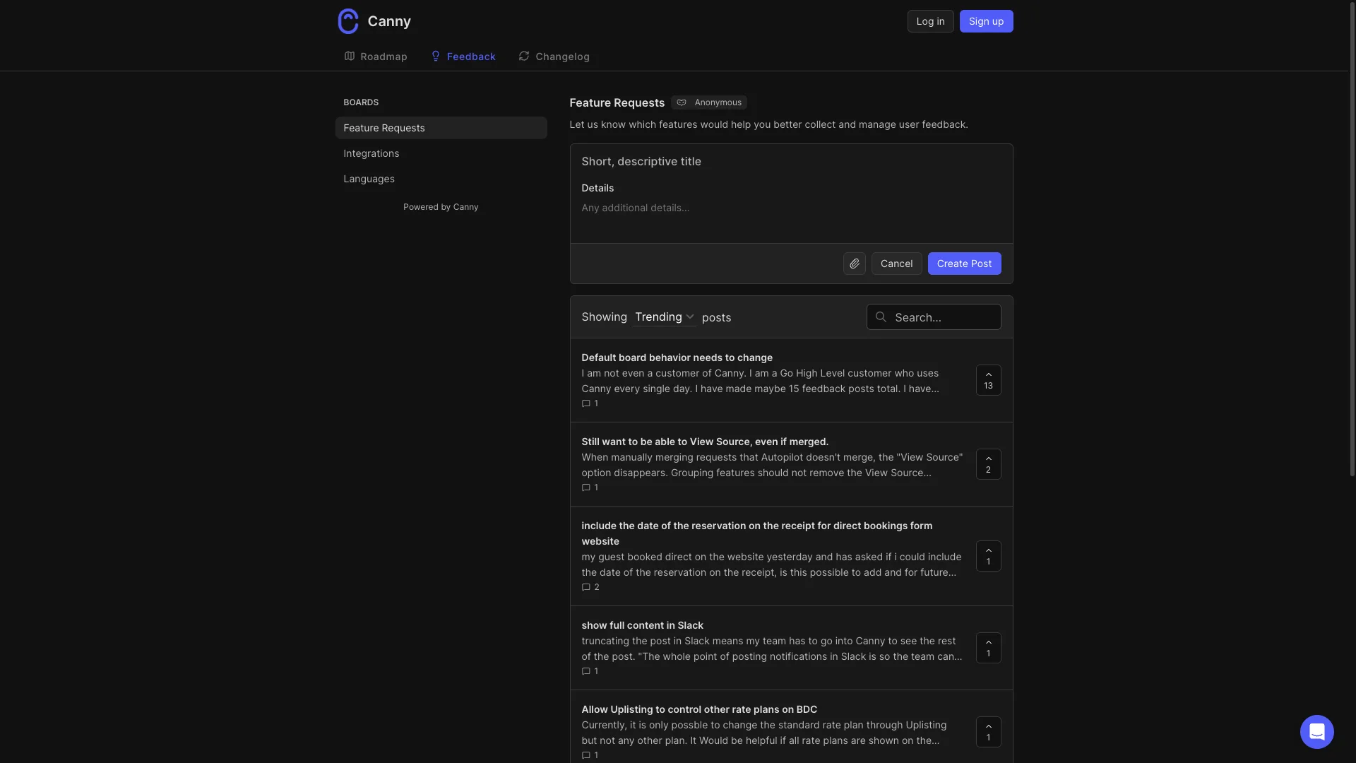 Canny feedback interface