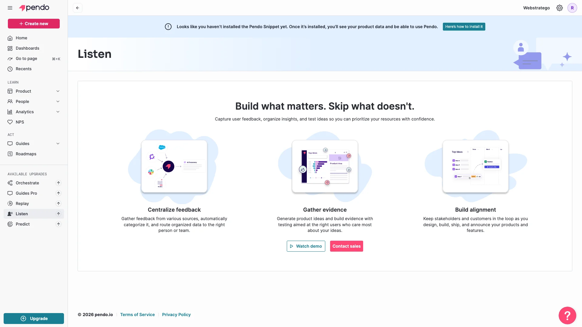 Pendo feedback interface