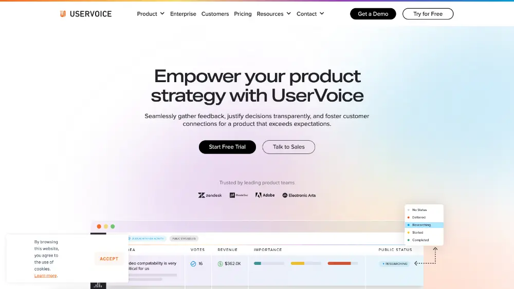 UserVoice interface screenshot